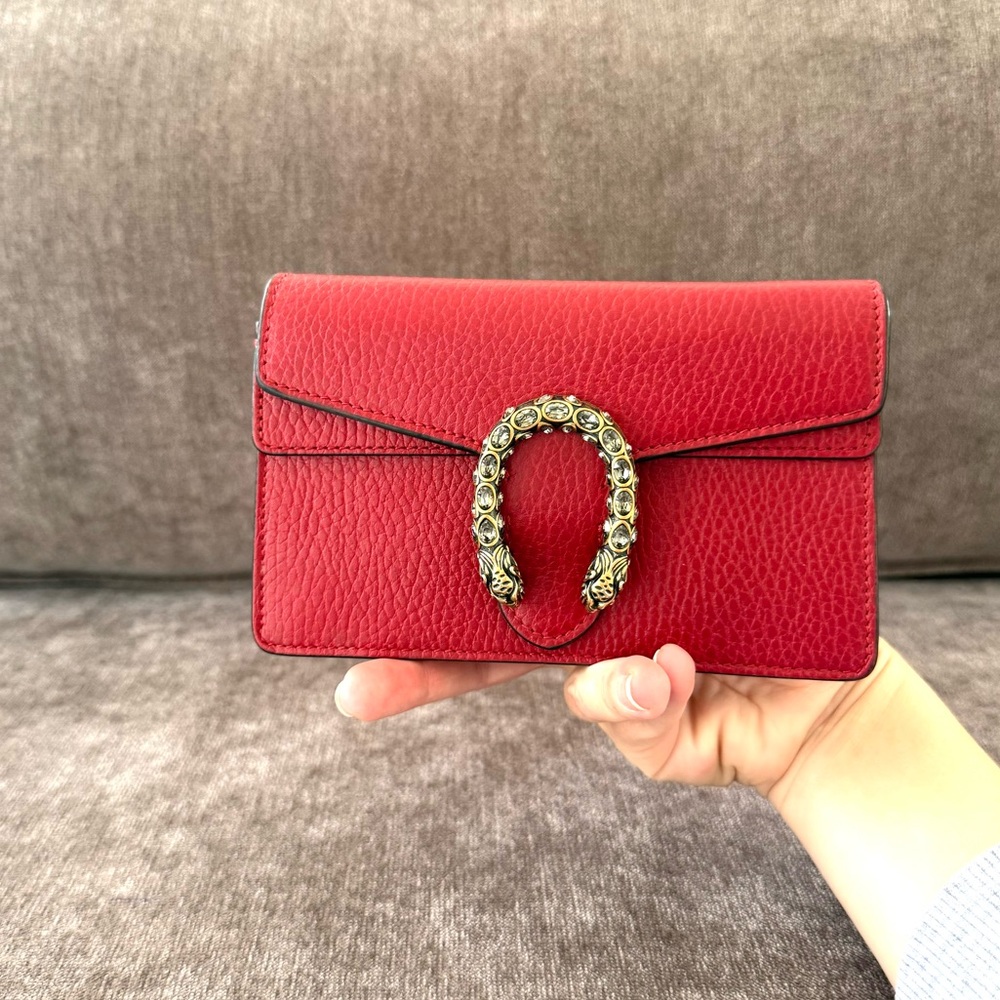 Authentic Gucci Dionysus Mini bag red leather crossbody silver chain - Picture 12 of 14